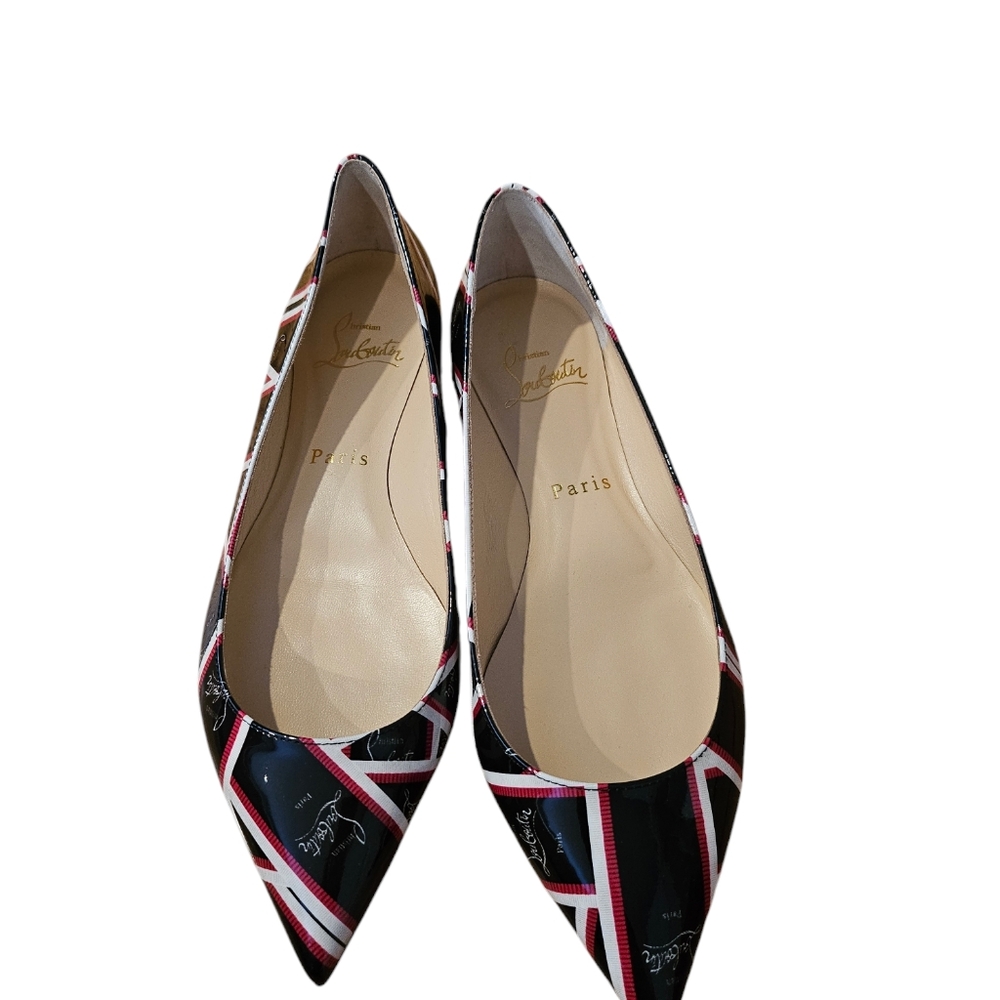 NWT Christian Louboutin Black Ballalla Ribbon Logo Flats EU 36